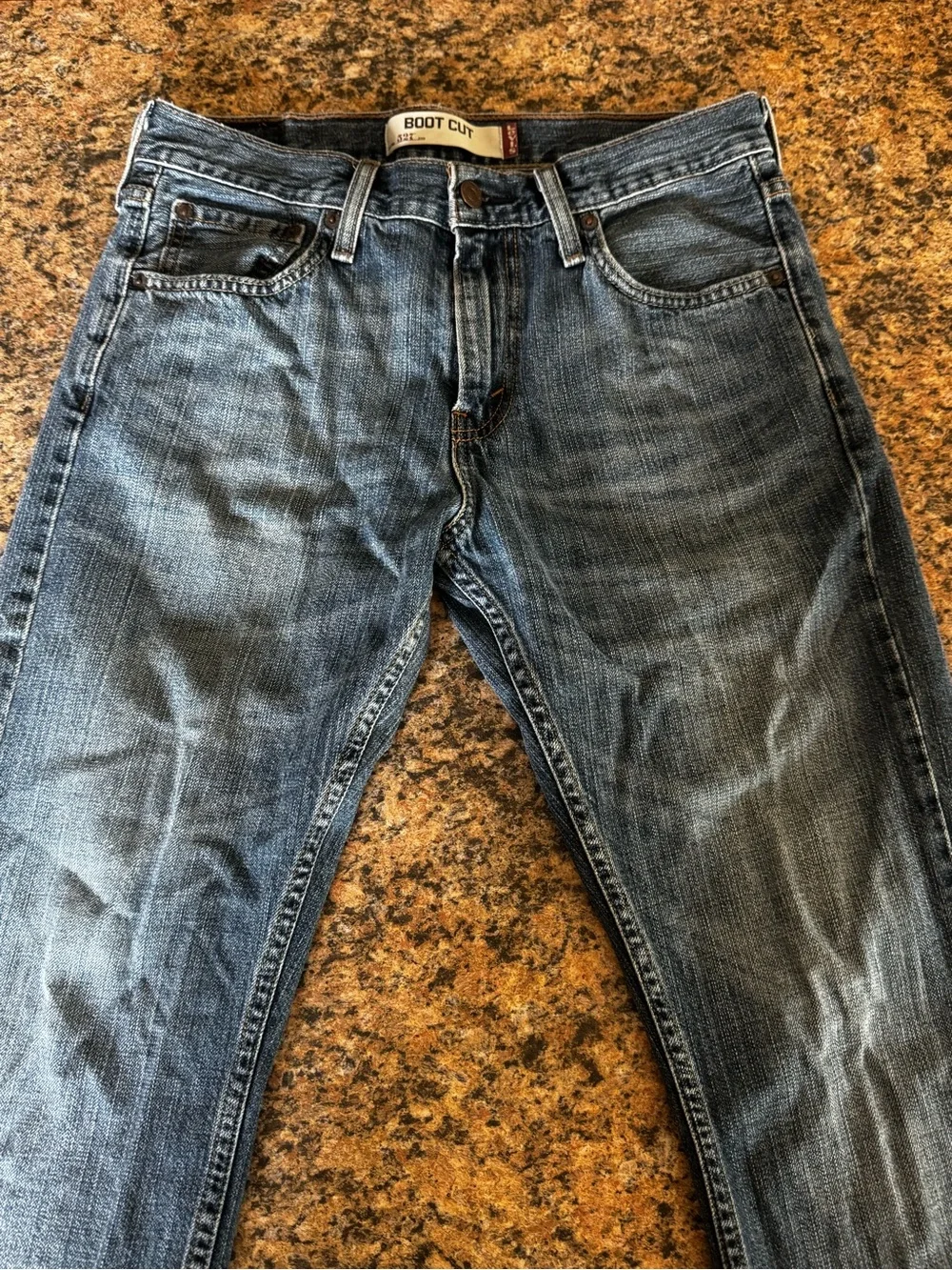 Levi's 527 Jeans Mens 30x32 Blue Slim Bootcut Stretch Denim Medium Wash Distress